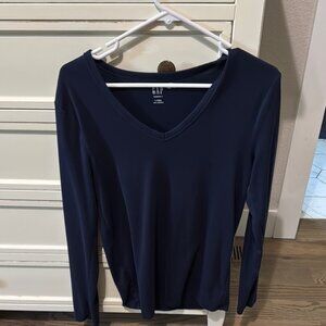 GAP Blue Fitted Long Sleeve Blouse